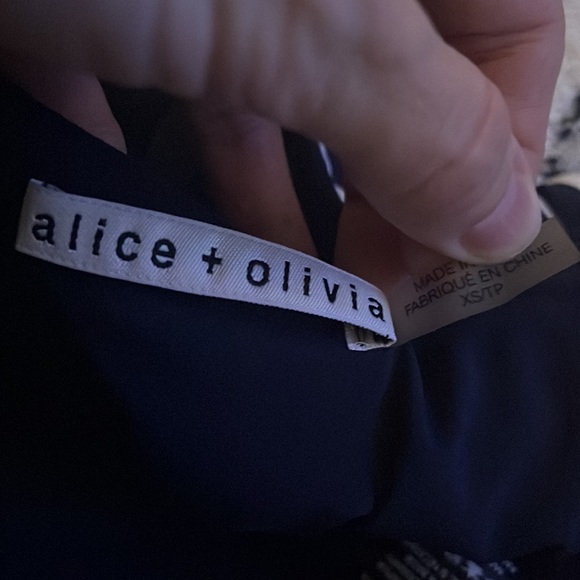 Alice + Olivia navy blue cropped halter top with sheer ruffle size XS - Picture 9 of 12